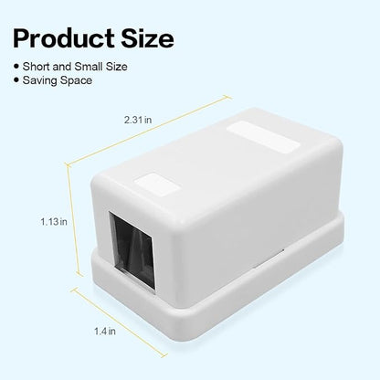 1 Port Keystone Jack Surface Desk Mount/Wall Mount Box 5-Pack White - Image 2