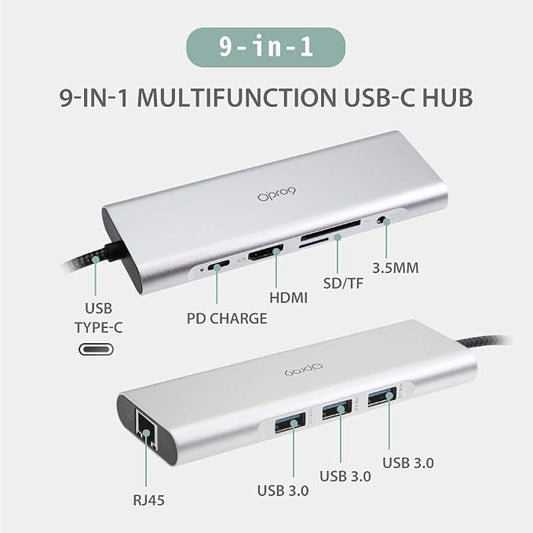 9-in-1 USB C Hub Multiple Adapter, 3 USB 3.0 Ports up to 5Gbps Transfer - Image 2