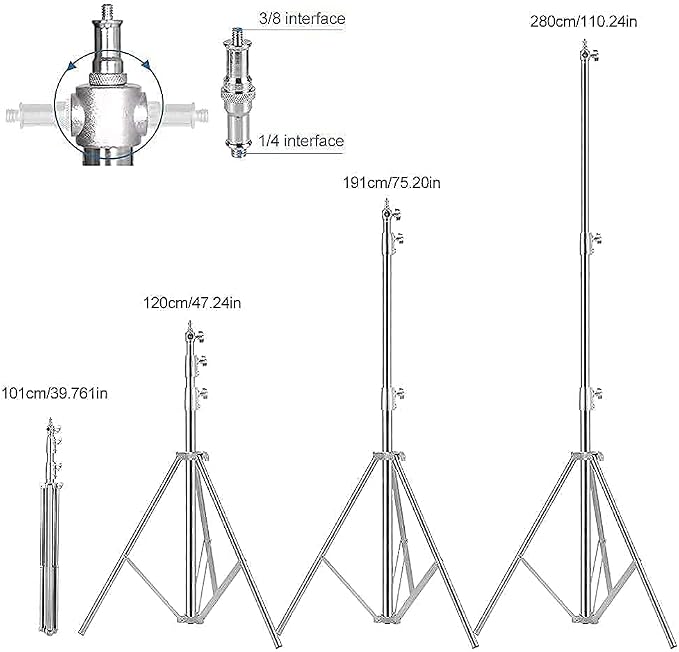 Stainless Steel Photography Video Tripod Stand, Spring Cushioned Heavy Duty - Image 3