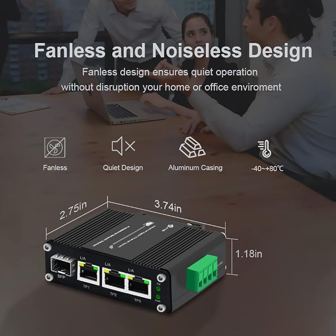 3 Port Hardened Industrial Gigabit Din Rail Switch, 10/100/1000Mbps Ethernet - Image 4