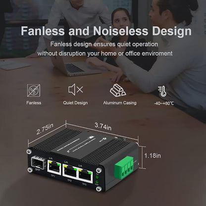 3 Port Hardened Industrial Gigabit Din Rail Switch, 10/100/1000Mbps Ethernet - Image 4