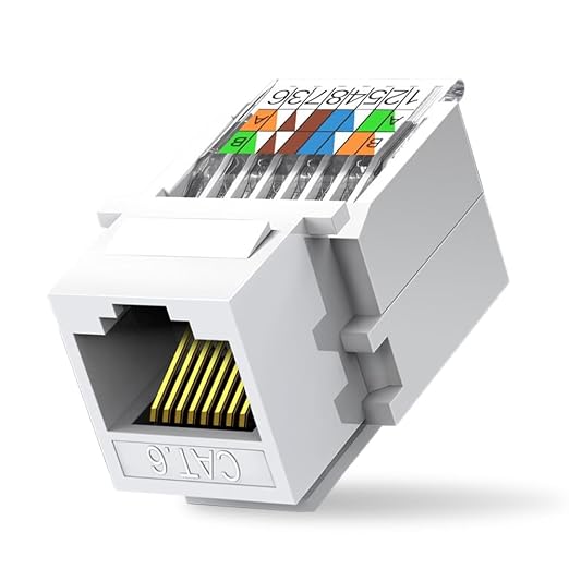 50-Pack Cat6 Tool-Less RJ45 Keystone Jack, No Punch-Down Tool Required Module by ZoeRax