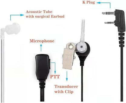 Walkie Talkies Earpieces with Mic 2 Pin Covert Air Acoustic Tube Headset - Image 5