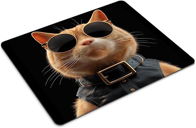 Square Mouse Pad Cool Cat with Sunglasses-1, Gaming Mouse Pads - Image 2