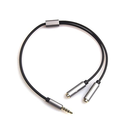 REXUS Grey 3.5mm Y Splitter Stereo Audio Cable 4-Pole Male to 2 Female by REXUS