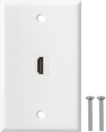 HDMI Wall Plate, 1 Port 4K HDMI Keystone Female to Female Wall Plate-White by BNPUHIU