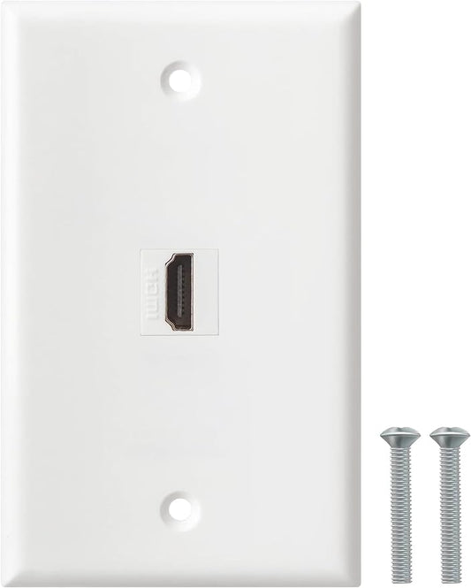 HDMI Wall Plate, 1 Port 4K HDMI Keystone Female to Female Wall Plate-White by BNPUHIU