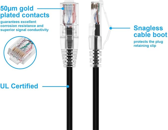 Monoprice Cat6 20ft Black Component Level Patch Cable UTP 28AWG 550MHz Pure - Image 3