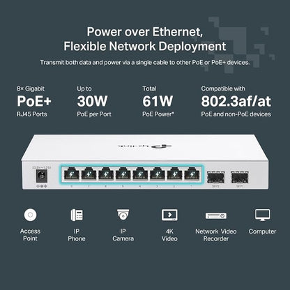 TP-Link Festa FS310GP 10 Port Gigabit Smart Managed PoE Switch 8 PoE+ Port @61W - Image 4