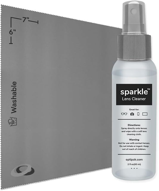 Sparkle Anti-Reflective Lens Cleaner Spray kit | 2oz Glasses Cleaner Spray + by OPTIPAK