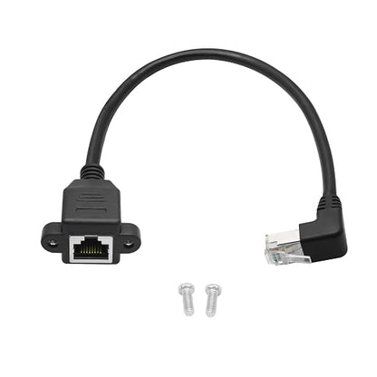90 Degree Cat6 Ethernet Extension Cable 1FT, Up Angle RJ45 Male to Female by Maixbomr