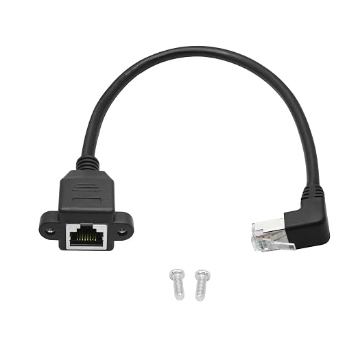90 Degree Cat6 Ethernet Extension Cable 1FT, Up Angle RJ45 Male to Female by Maixbomr