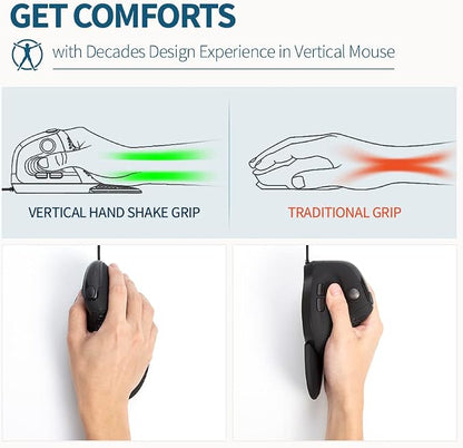 DeLUX Seeker Wired Ergonomic Vertical Mouse - Image 2