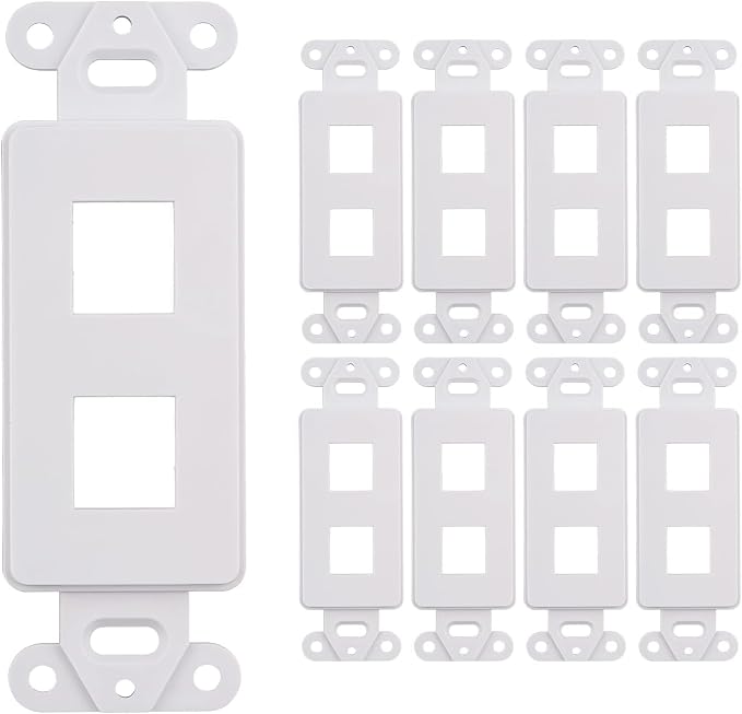 10 Pack Keystone Wall Plate 2 Port, Cat6 Cat5, Home & Office Installations by SATMAXIMUM