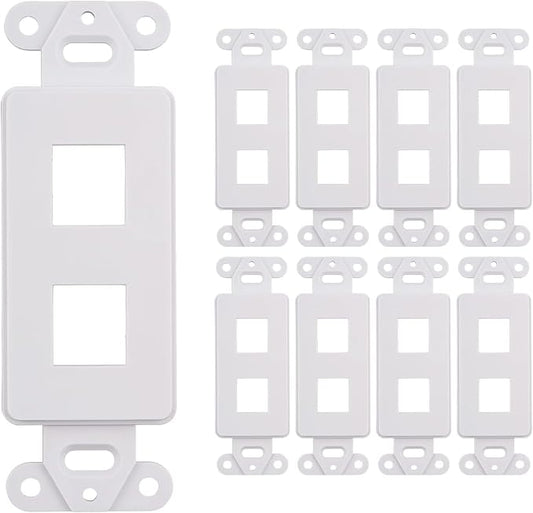 10 Pack Keystone Wall Plate 2 Port, Cat6 Cat5, Home & Office Installations by SATMAXIMUM