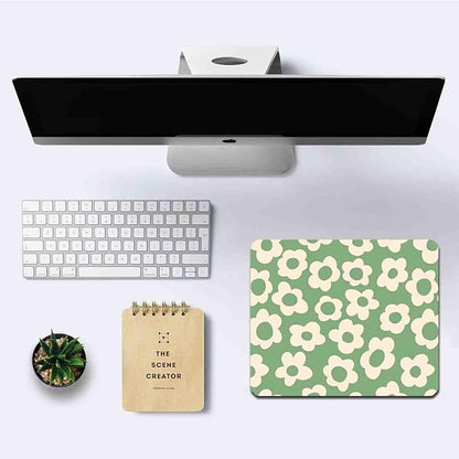 IMAYONDIA Square Mouse Pad Cute, Vintage Green Flowers Mouse Pad, Non-Slip - Image 6
