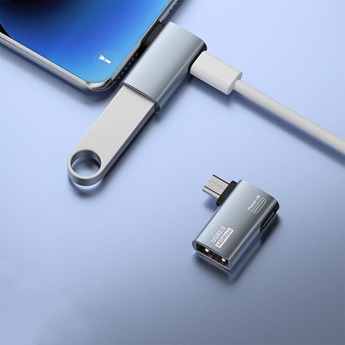 Powered Right Angle USB 2.0 Micro Male to USB Female Host OTG Adapter - Image 4