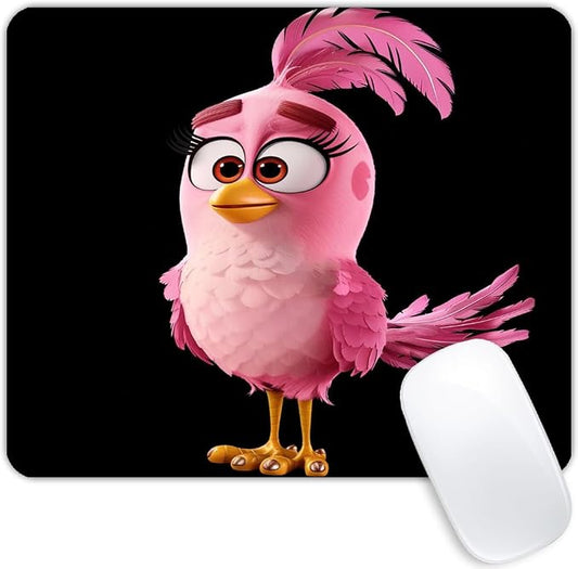 Square Mouse Pad Cute Pink Bird-1, Gaming Mouse Pads by Goodsprout