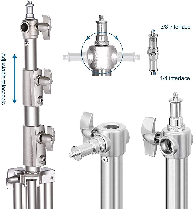 Stainless Steel Photography Video Tripod Stand, Spring Cushioned Heavy Duty - Image 2