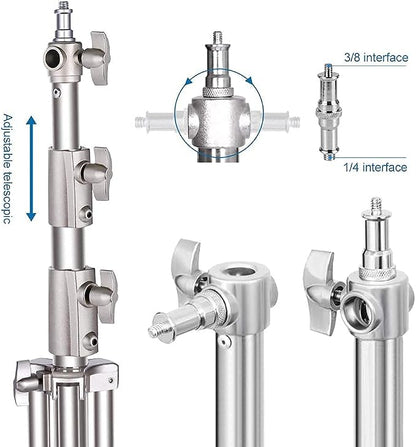 Stainless Steel Photography Video Tripod Stand, Spring Cushioned Heavy Duty - Image 2