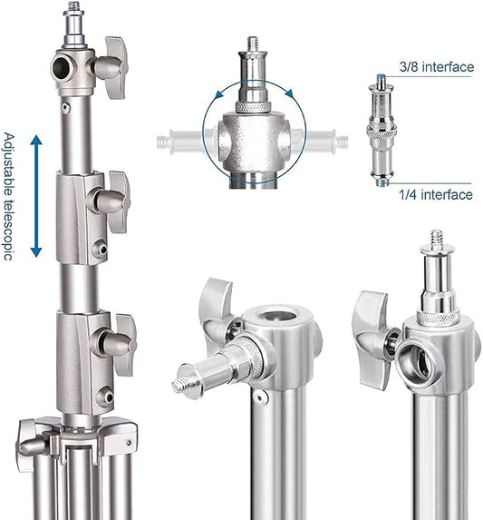 Stainless Steel Photography Video Tripod Stand, Spring Cushioned Heavy Duty - Image 2