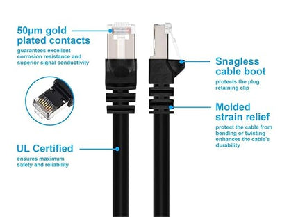 Monoprice Cat6A 7ft Black Patch Cable Double Shielded 26AWG 10G Pure Bare - Image 3