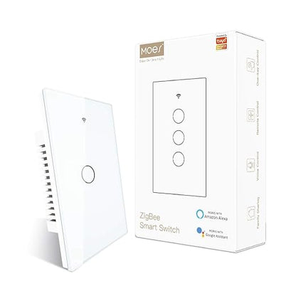 MOES ZigBee Smart Touch Wall Light Switch, Requires Tuya ZigBee Hub, No Neutral by MOES