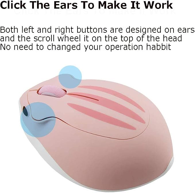 2.4GHz Wireless Mouse Cute Hamster Shape Less Noice Portable Mobile Optical - Image 6