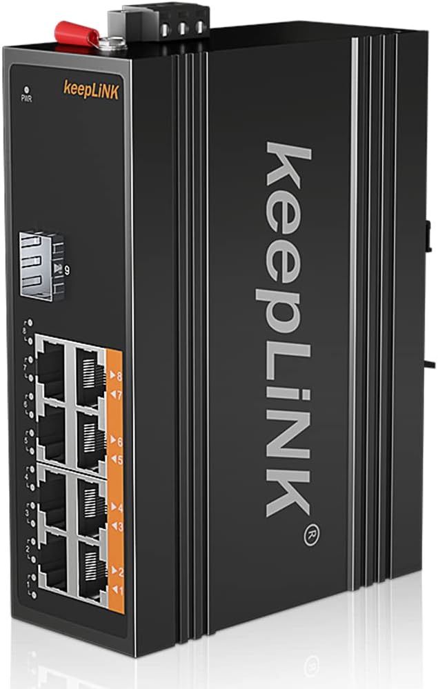 8 Port Industrial PoE Switch Unmanaged, Gigabit PoE Switch by keepLiNKNetwork
