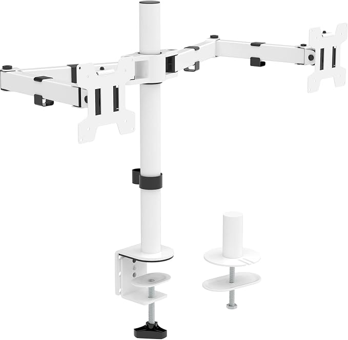 WALI Dual LCD Monitor Fully Adjustable Desk Mount Stand Fits 2 Screens up to 27 by WALI