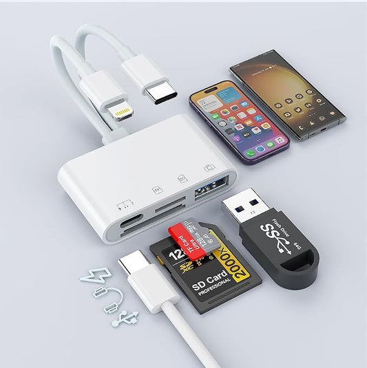 USB C Lightning SD TF Card Reader, 4-in-2 Memory Card Reader - Image 2