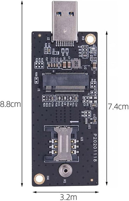 M.2 Key-B WWAN to USB 3.0 Adapter Riser Card w SIM Slot - Image 2