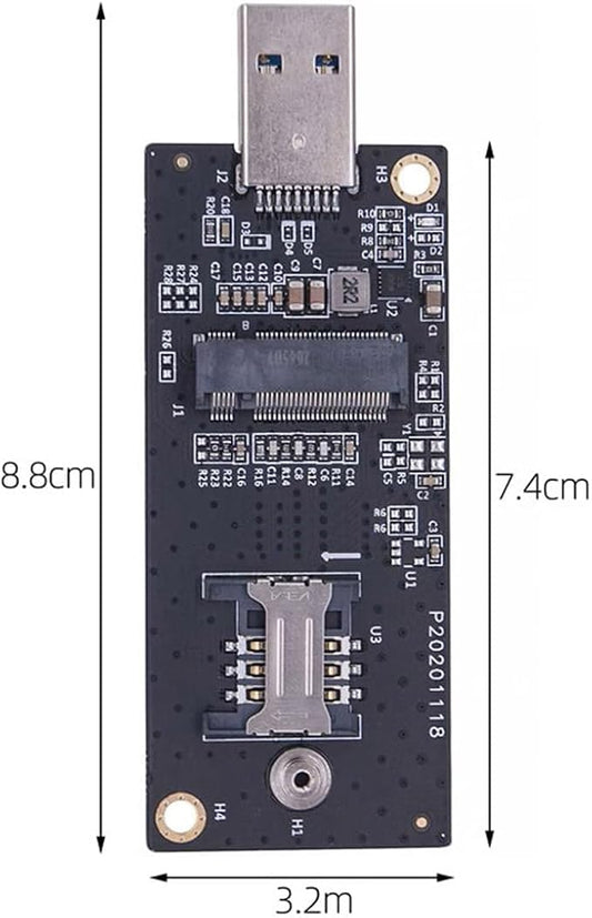 M.2 Key-B WWAN to USB 3.0 Adapter Riser Card w SIM Slot - Image 2