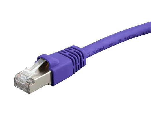 Monoprice Cat6A 7ft Purple Patch Cable Double Shielded 26AWG 10G Pure Bare by Monoprice