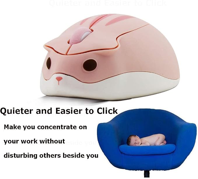 2.4GHz Wireless Mouse Cute Hamster Shape Less Noice Portable Mobile Optical - Image 5