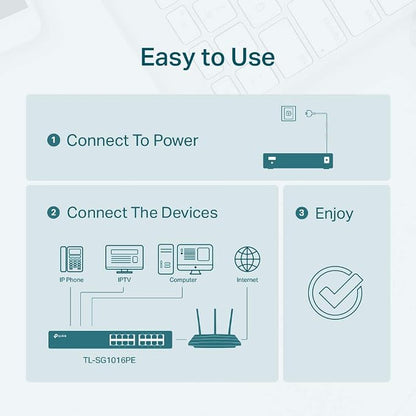 TP-Link TL-SG1016PE | 16 Port Gigabit PoE Switch | Easy Smart Managed | 8 PoE+ - Image 8