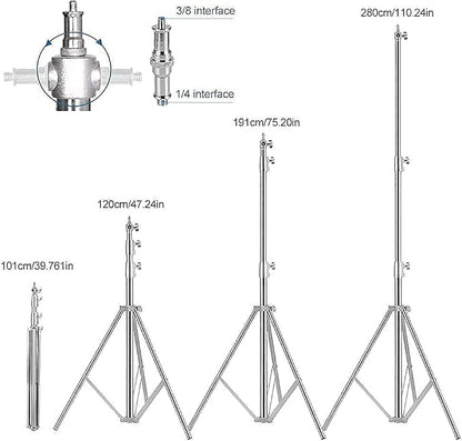 Stainless Steel Light Stand Photography, Spring Cushioned Heavy Duty Tripod - Image 2