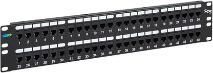 ICC CAT6A Feed-Through Patch Panel, 48 Port, 2U Rackmount, RJ45 Ethernet Patch by ICC