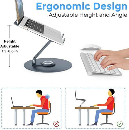 Swivel Laptop Stand for Desk, Adjustable Height Aluminum Computer Stand - Image 7