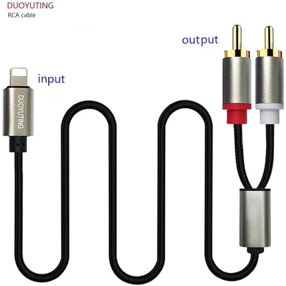 RCA Audio Cable, iOS Phone to 2 Male RCA Stereo Audio Y-Adapter - Image 2