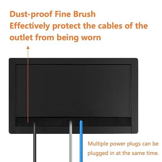ZESHAN Brush Cable Cubby Connectivity Box Conference Table Power Box - Image 2