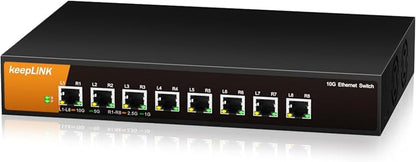 8 Port 10G Ethernet Switch Unmanaged, 8X 10G RJ45 Ports Support by keepLiNKNetwork