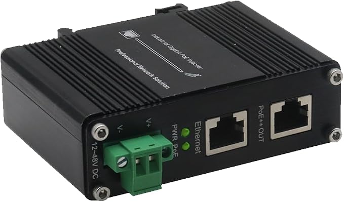 Industrial PoE++ Gigabit Injector 12-48VDC Input by Unknown