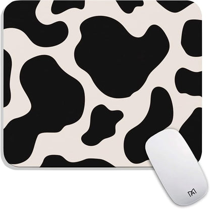 Square Mouse Pad Black Cow Print, Personalized Premium-Textured Custom Mouse by Armanza