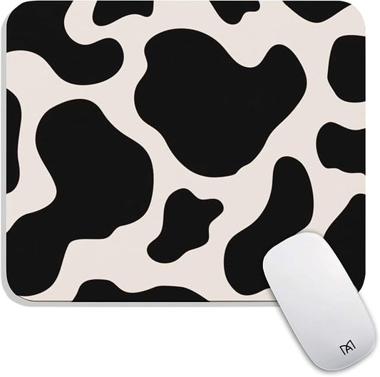 Square Mouse Pad Black Cow Print, Personalized Premium-Textured Custom Mouse by Armanza