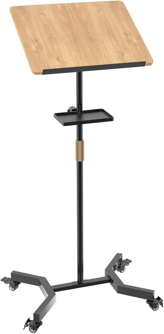 Lectern Podium Stand with Storage Platform, Height Adjustable Mobile Steady by ZHOOGE