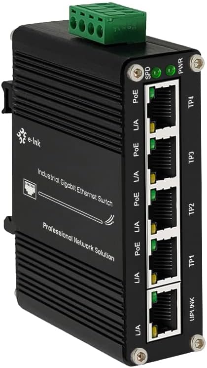 Mini Industrial 5 Ports Gigabit PoE Switch Hardened 5 Port RJ45 10/100/1000Mbps by Steloproad