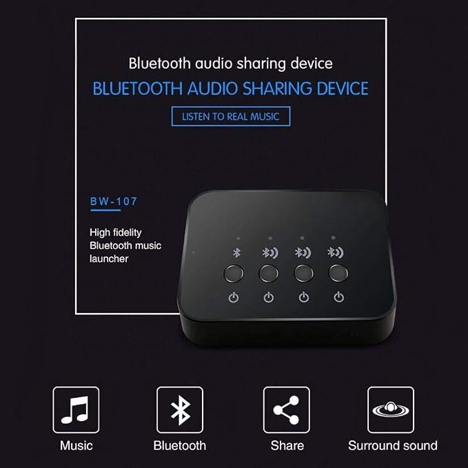 Bluetooth 4.0 Audio Sharer Audio Adapter 3.5mm Wired Stereo Music Sharing - Image 4