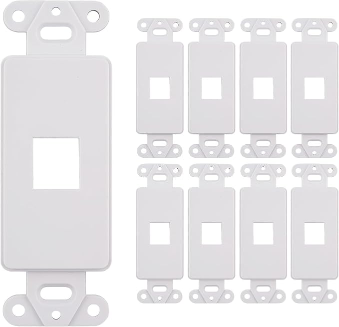 10 Pack Keystone Wall Plate 1 Port, Cat6 Cat5, Home & Office Installations by SATMAXIMUM