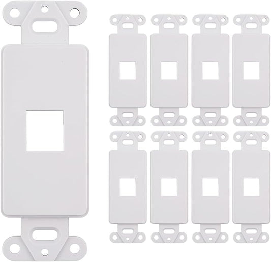 10 Pack Keystone Wall Plate 1 Port, Cat6 Cat5, Home & Office Installations by SATMAXIMUM